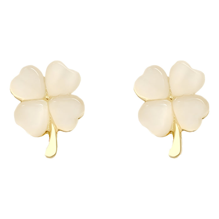 Wholesale Cat's Eye Four Leaf Clover Alloy Earrings JDC-ES-Chengx012