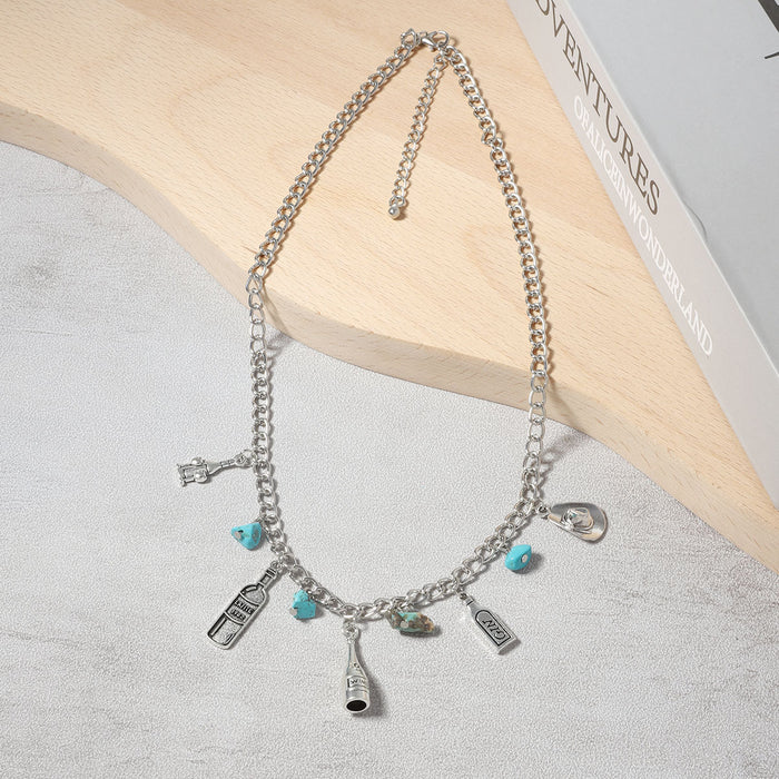 Wholesale Turquoise Tau Boots Bottle Alloy Pendant Necklace