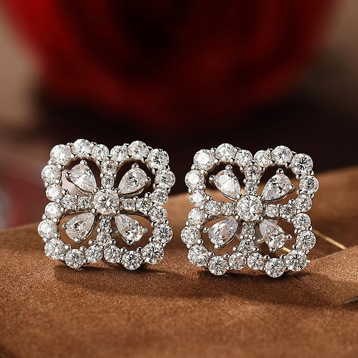 Wholesale Full diamond geometric ear clip earrings female ear jewelry