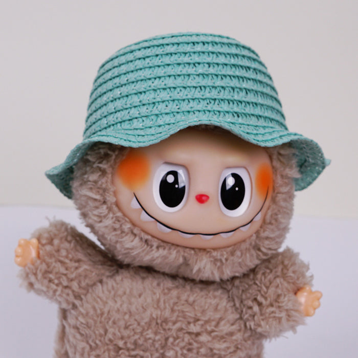 Wholesale  mini hollow top woven straw hat dome wave pull cloth leaking ear hat dress-up baby clothes accessories