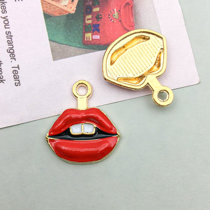 Wholesale DIY Red Oil-Drip Alloy Charms