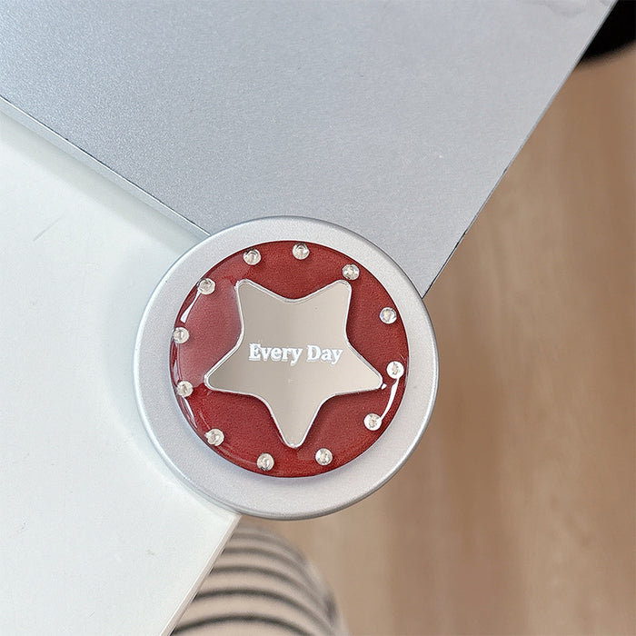 Wholesale Simple Star Design Desktop Retractable Phone Holder with Rhinestone Mirror