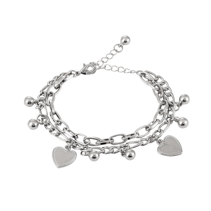 Wholesale Stainless Steel Double Layer Heart Shaped Bracelet