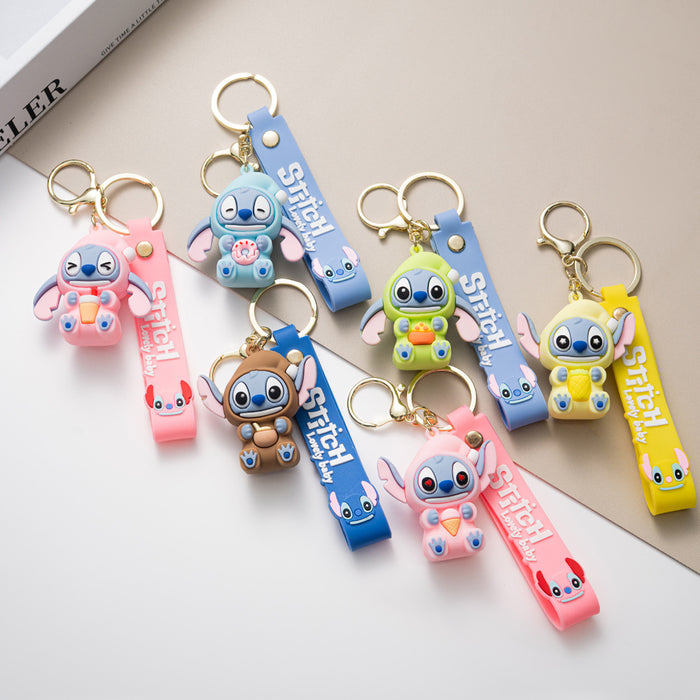 Wholesale Cute cartoon silicone keychains in various colors.