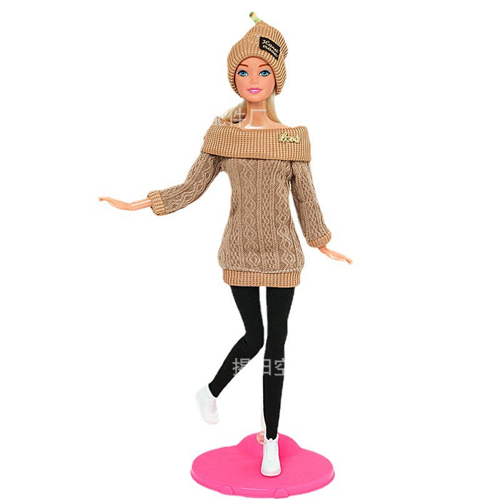 Wholesale  mini doll wool jumpsuit hat pants toy clothes