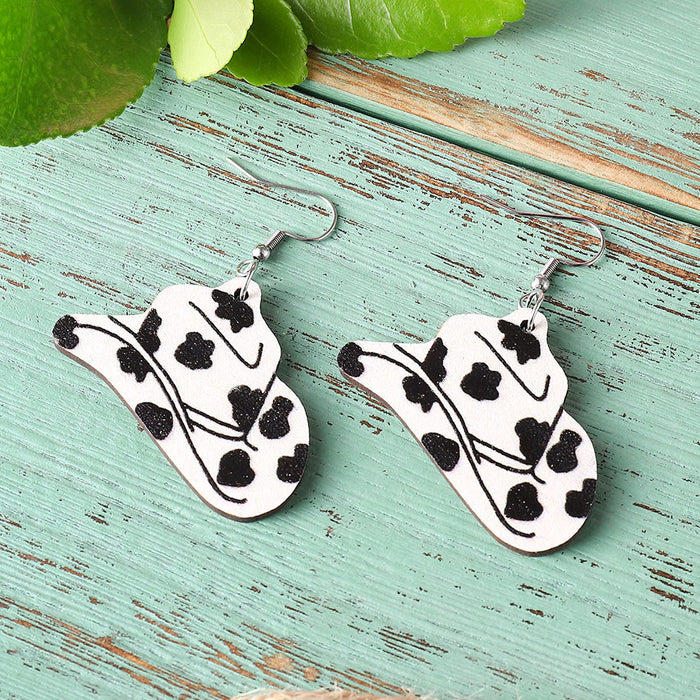 Wholesale Creative earrings western cowboy tribal style earrings cow pattern cowboy hat earrings fashionable women' s accessories