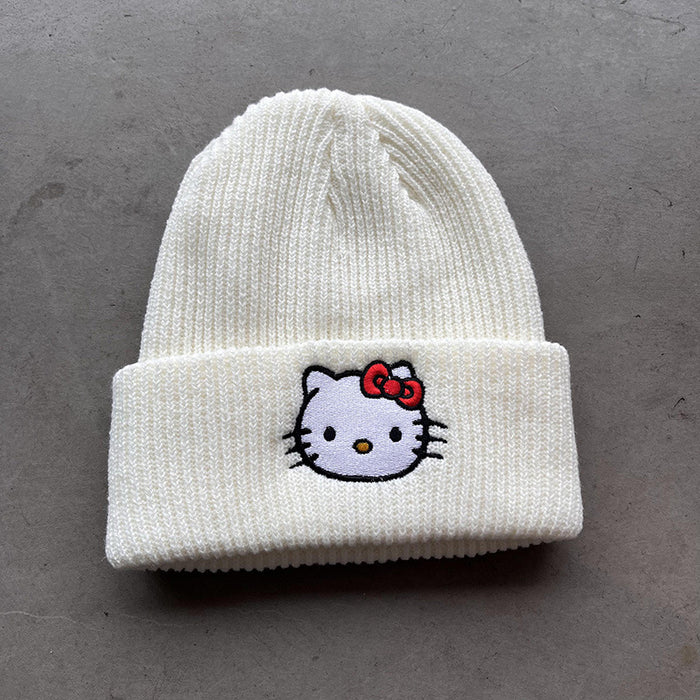 Wholesale Cute Kitten Embroidery Acrylic Knitted Beanie JDC-FH-Kamie009