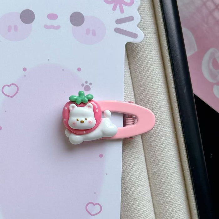 Wholesale White Bear Hair Clip Cartoon Pink Hollow New Style Girl's Side Bangs Hair Accessories