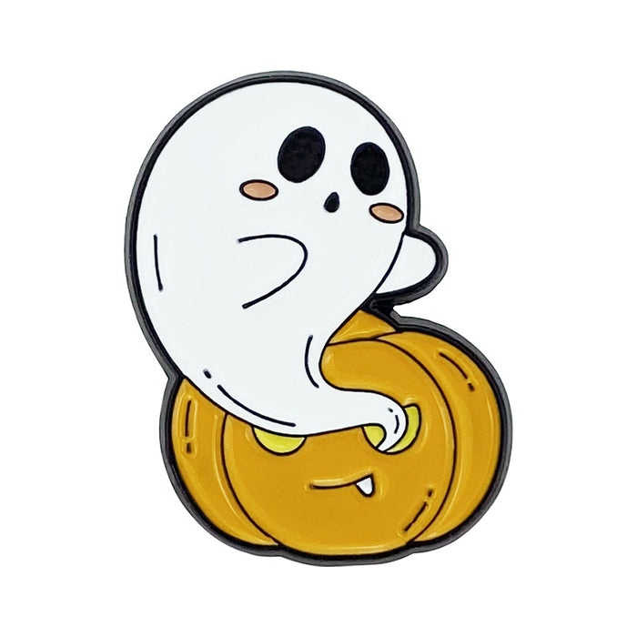 Wholesale Cute Cartoon  Brooch Pin Ghost Pumpkin Wizard Hat Zinc Alloy Baked Paint Party Accessory MOQ≥2