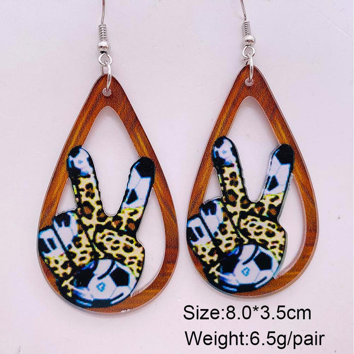 Wholesale football acrylic earrings lovely U-shaped leopard print earrings sports earrings jewelry