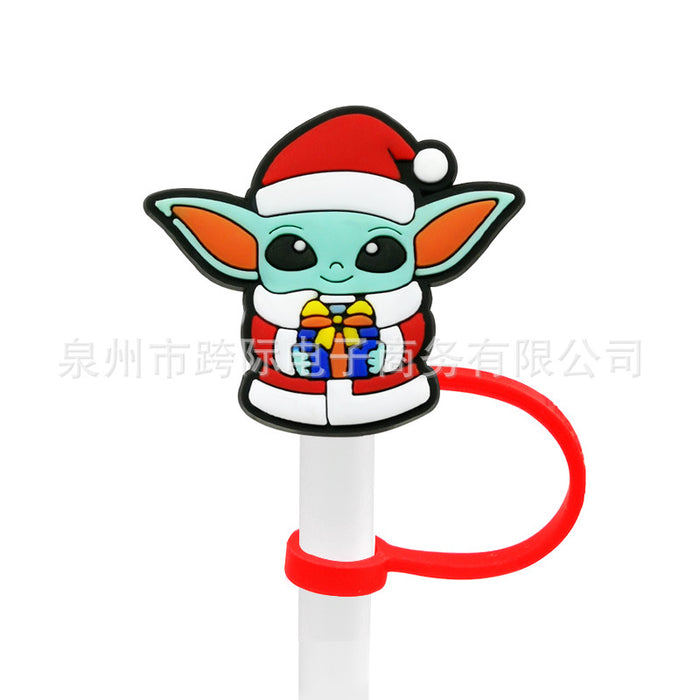 Wholesale Cartoon style straw cover, straw cap, silicone dust stopper, cute anime party straw decoration