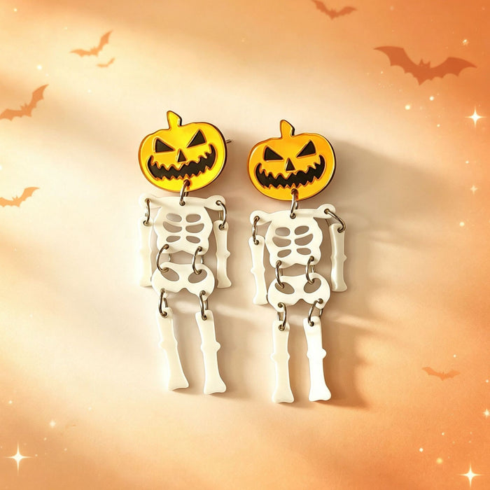Wholesale  Pumpkin Skull Acrylic Earrings Women Fashion Accessory Boutique Gift