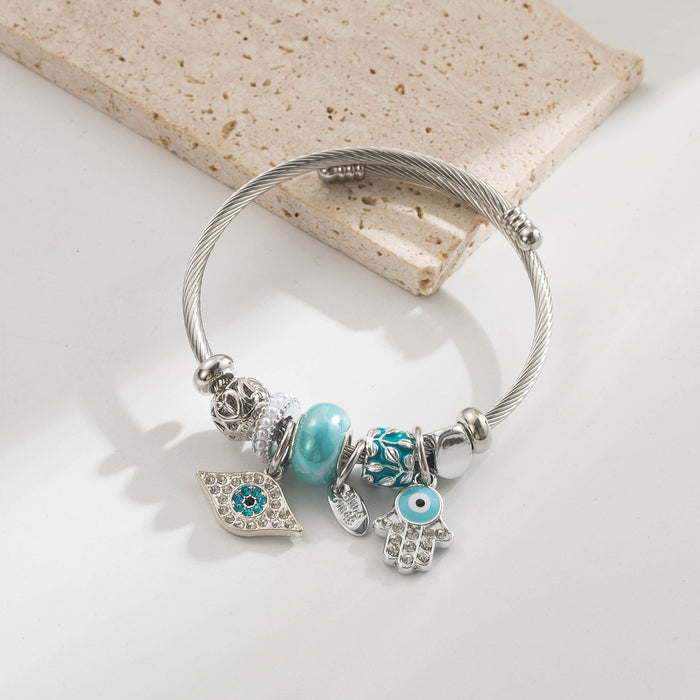 Wholesale Stainless Steel Evil Eye Pendant Bracelet
