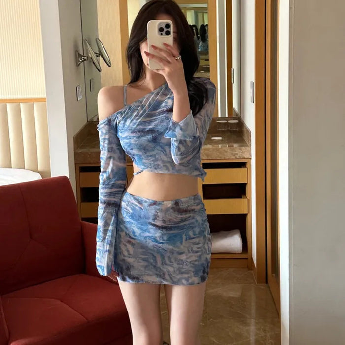 Wholesale Sexy split skirt style four piece swimsuit bikini