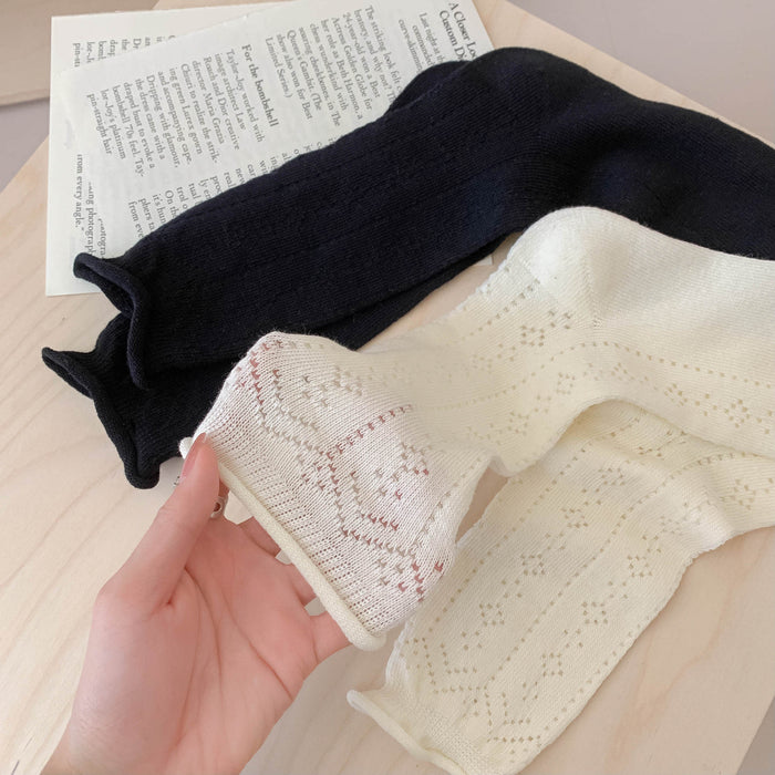 Wholesale Socks, mid tube socks, combed cotton hollow out cute mesh pile socks