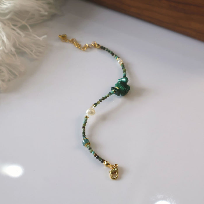 Wholesale Natural African Malachite Pearl Bracelet with High Quality Texture Handmade