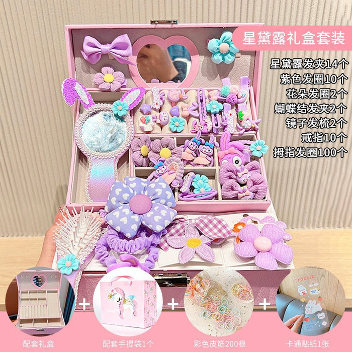Wholesale Children' s New Headwear Girl Birthday Gift Jewelry Box Princess Girl Hair Accessories Set Gift Box Baby Hair Clip