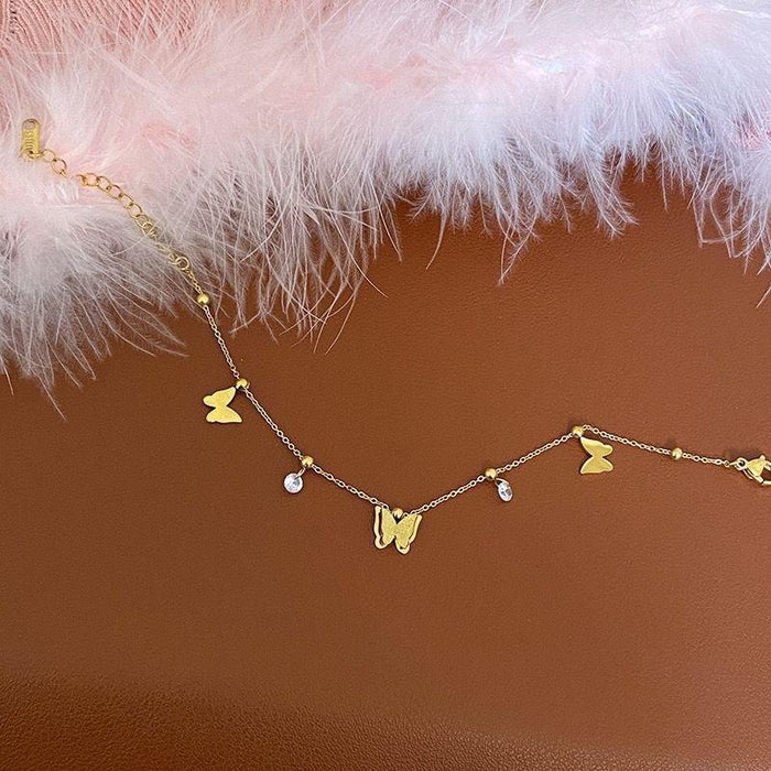 Wholesale  Titanium Steel 18K Gold Color Plated Butterfly Bracelet Women' s Ins Cold Style