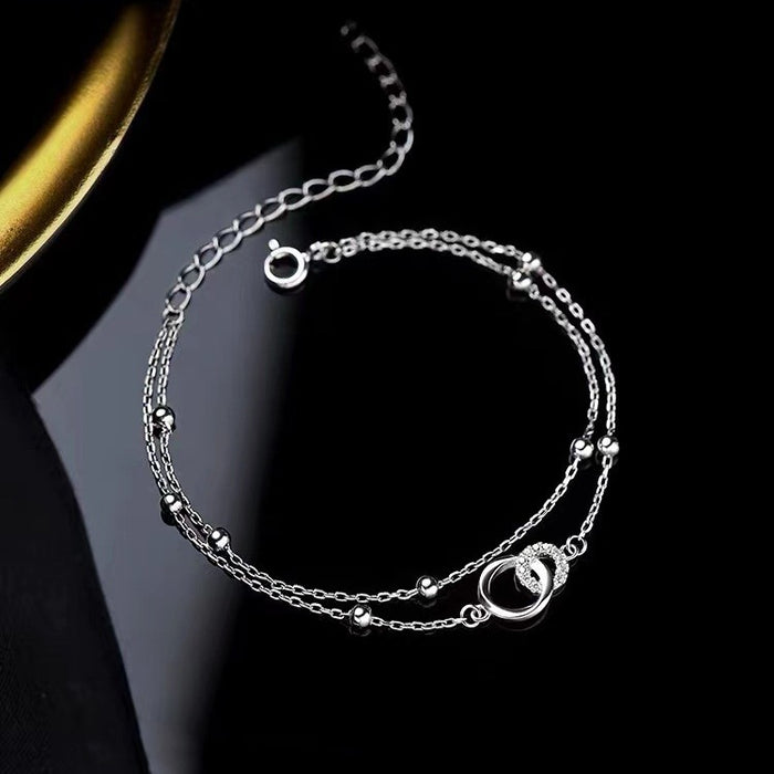 Wholesale Silver plated circular bracelet for girls, niche design, high-end feel, light luxury bracelet, handmade accessory