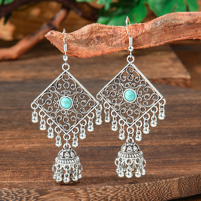 Wholesale Beach Vacation Geometric Alloy Earrings with Turquoise Acrylic Fashion Jewelry MOQ≥2