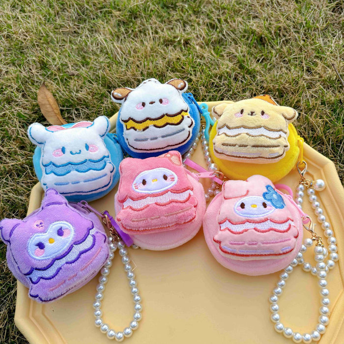 Wholesale Plush Anime Cartoon Round Coin Purse with Bead Chain