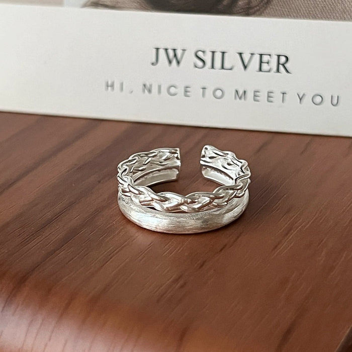 Wholesale Double layer brushed ring with adjustable opening, niche design, light luxury, fashionable, high-end feeling, new ring product