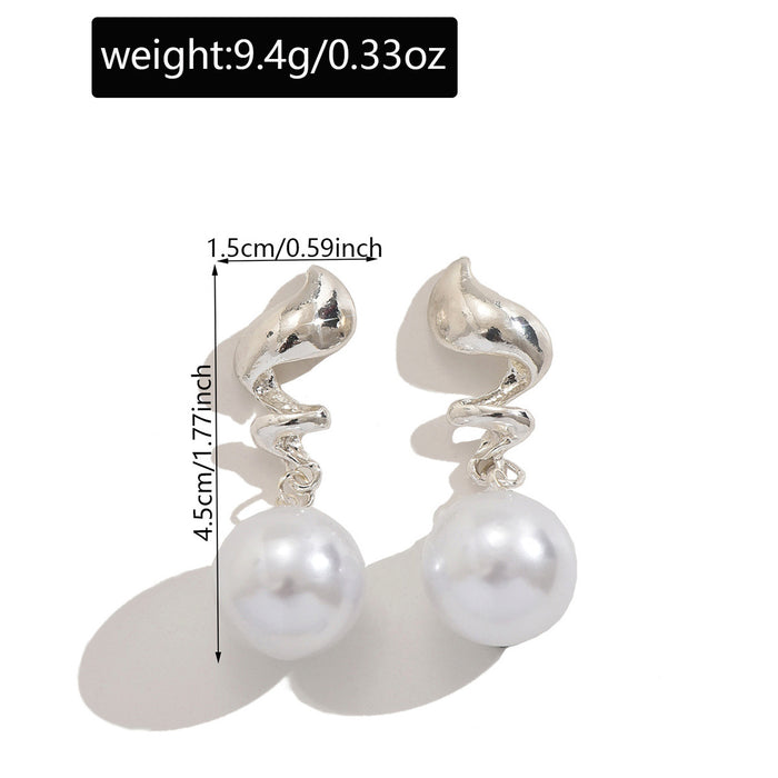 Wholesale Creative pearl earring design with high-end geometric personality and retro style earrings