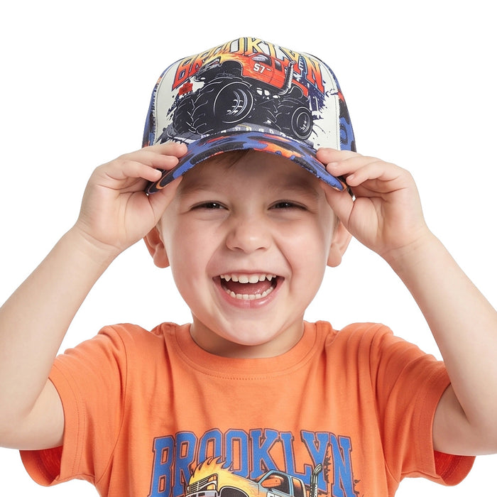 Wholesale Kids Baseball Cap with Flame Print Summer Sun Protection Unisex Hat