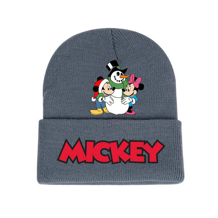 Wholesale Mickey Color Knitted Hat Foreign Trade New Fashion Black Printed Wool Hat Autumn and Winter Warm Ear Protection Hat JDC-FH-WDM013