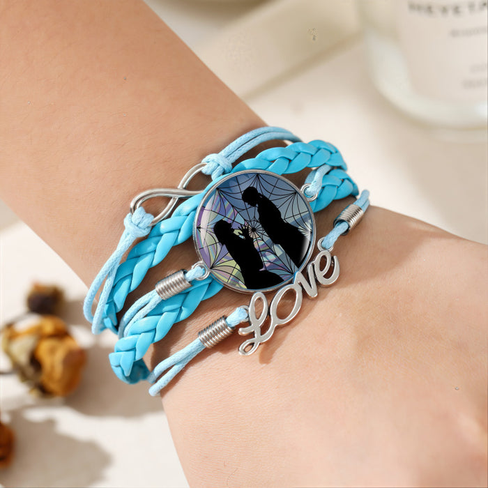 Wholesale Leather multi-layered blue woven jewelry bracelet