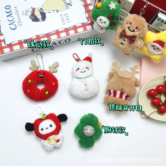 Wholesale Cartoon Christmas Doll Plush Pendant Brooch Accessories  Christmas Tree Old Man Snowman Doll Festival Decoration