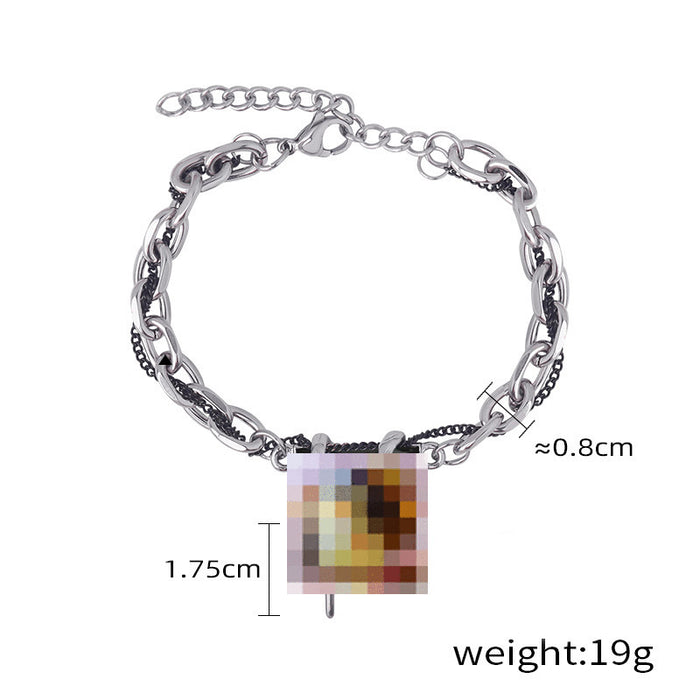 Wholesale Wrapped black diamond bracelet, titanium steel design, new versatile accessory, minimalist star bracelet