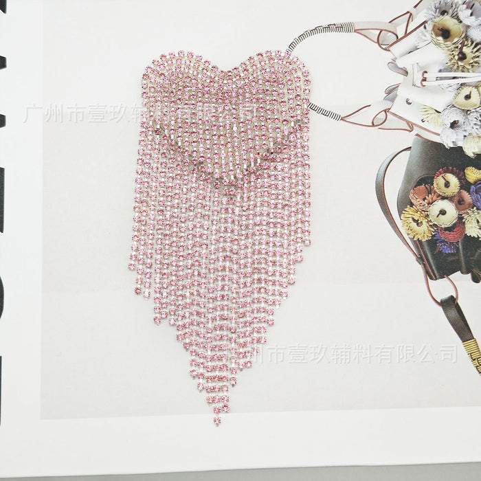 Wholesale Colorful Heart Tassel Heart-Shaped Rhinestone DIY Handmade Accessories Pendant