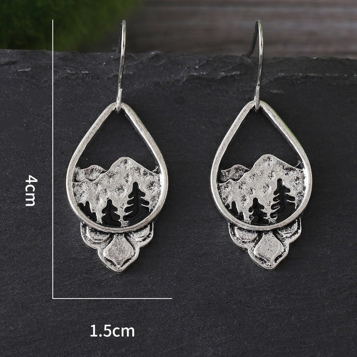 Wholesale Vintage alloy distressed earrings forest-inspired earrings