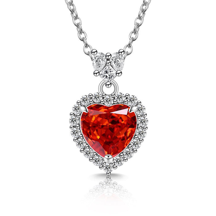 Wholesale Copper Heart Pendant Necklace Diamond Cut Padparadscha Style Fashion Accessory Gift
