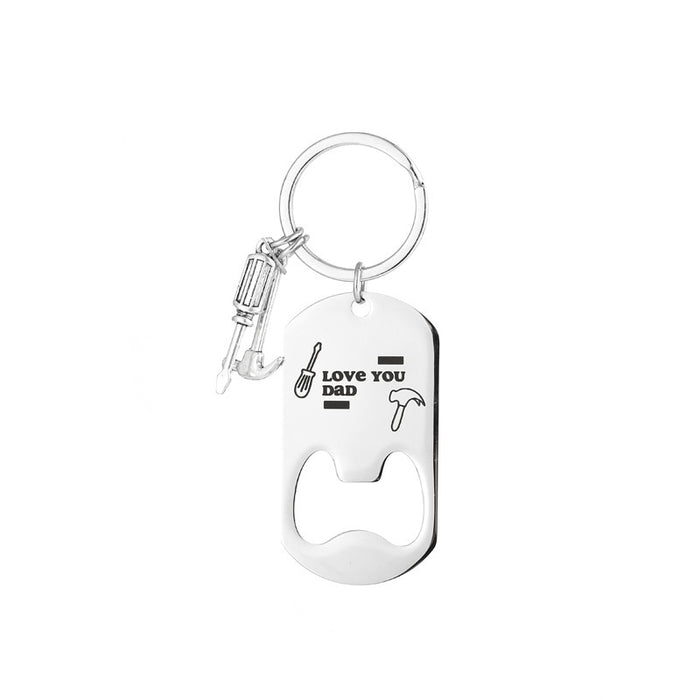 Wholesale New beer bottle opener stainless steel keychain with engraved DIY pendant