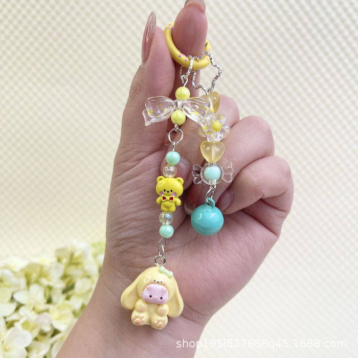 Wholesale Creative Cartoon Hand-painted Beads Mobile Phone Hanging Chain Bag Decorative Pendant DIY Accessories for Girlfriends