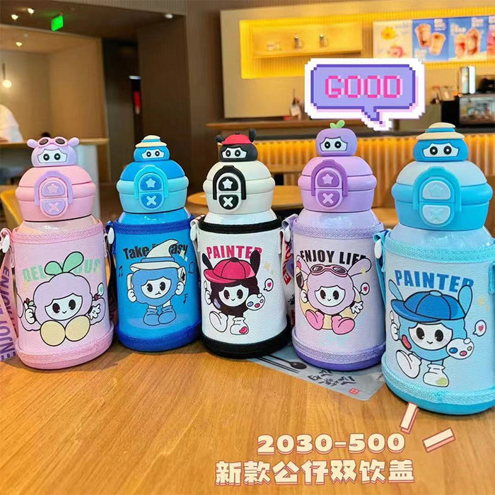 Wholesale Children' s thermos cup stainless steel double drinking pipette cup cute kindergarten baby special cup