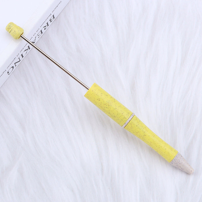 Wholesale Wheat Straw Material Plastic Bead Pen JDC-PN-JinBaiNian001