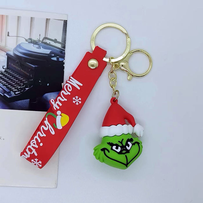 Wholesale cartoon Christmas hat clown keychain pendant bag car key chain accessories gift