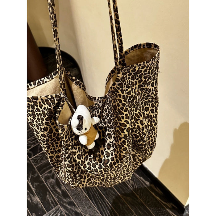 Wholesale Large capacity leopard print large shoulder bag versatile and practical canvas bag
