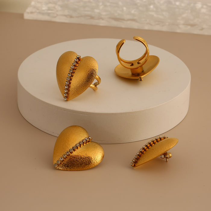 Wholesale Fashionable and high-end stainless steel zircon inlaid earrings with personality and temperament that do not fade, earrings rings with color preservation wholesale