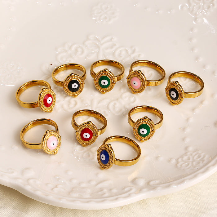 Wholesale New Fashion Personalized Color Preserved Stainless Steel Drip Oil Ring Devil's Eye Mixed Ring Wholesale