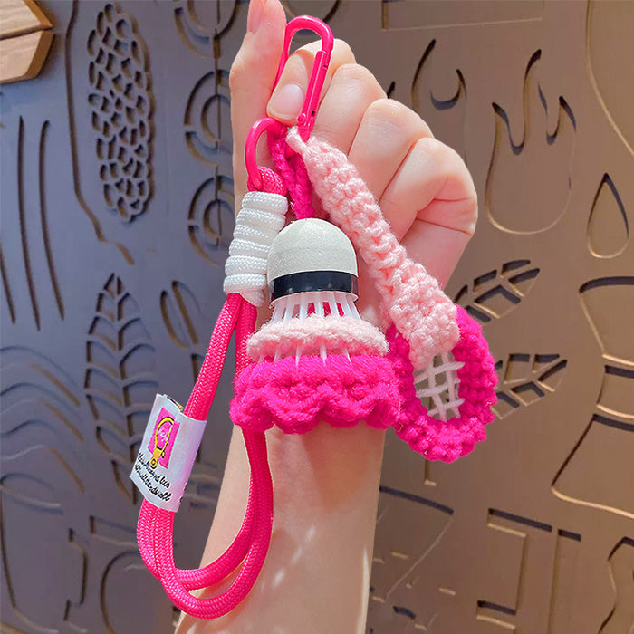 Wholesale Hand-woven badminton pendant wool bag pendant finished woven badminton keychain