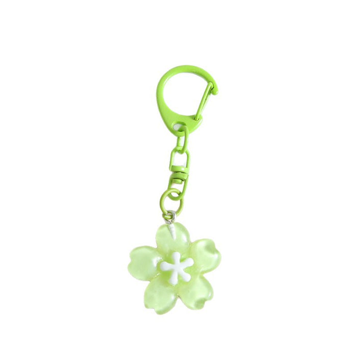 Wholesale Macaron Cherry Blossom Resin Keychain D Ring Flower Chic Bag Charm Gift