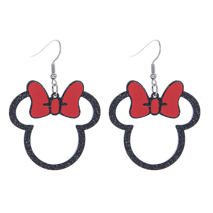 Wholesale Multicolor Bow Hollow Acrylic Earrings Cute Cartoon Character Earrings Ladies Gift