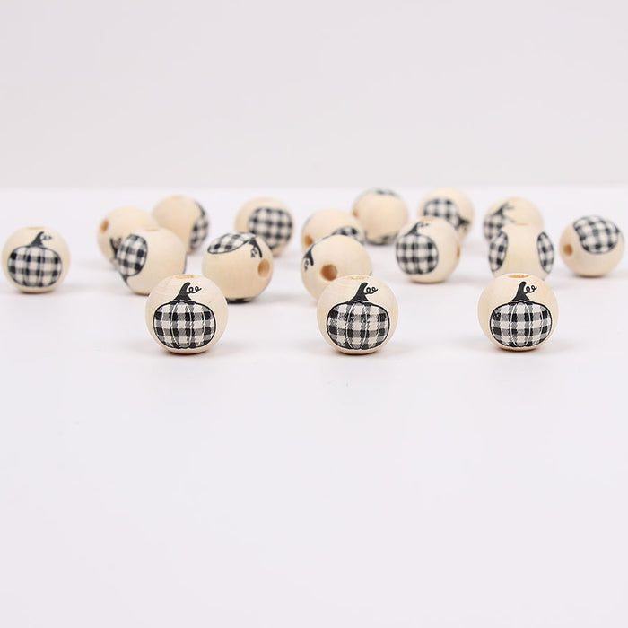 Wholesale 50PCS Halloween Colored Pumpkin Natural Color Wooden Beads JDC-BDS-TianYue024