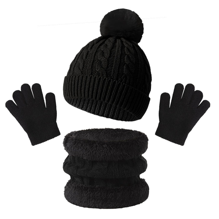 Wholesale children' s  warm thickened  winter hat neck glove  set