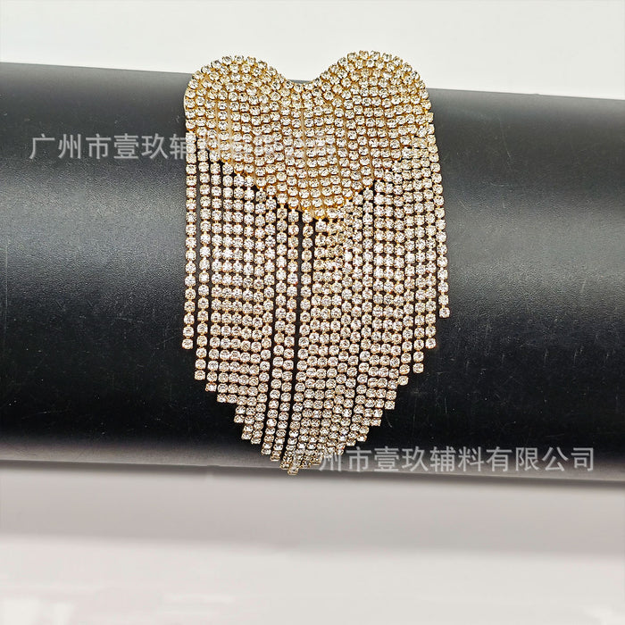 Wholesale Colorful Heart Tassel Heart-Shaped Rhinestone DIY Handmade Accessories Pendant