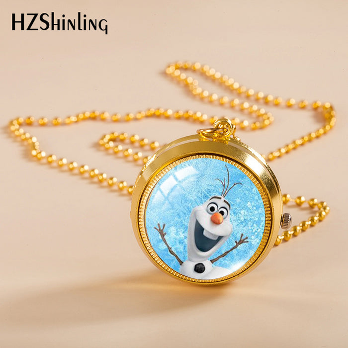 Wholesale Cartoon cute rotating pocket watch student flip necklace